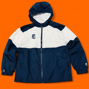 Holloway Youth Large Windbreaker Jacket Blue White Hooded Full Zip PG Logo